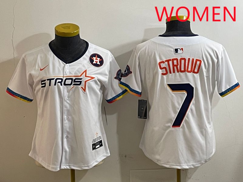 Women Houston Astros #7 Stroud White Fourth generation Joint Name Nike 2025 MLB Jersey style 10->women mlb jersey->Women Jersey